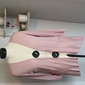 Eileen Fisher Dusty Rose Simple Cardigan Flutter Hem NWT $228 XL